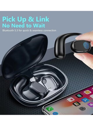 Open Ear Headphones,Bluetooth 5.3 Wireless Headphones With Mic For iPhone Android,Touch Control Air Conduction Earbuds,36H Playtime With Charging Case,IPX5 Waterproof Headphones For Sports - view 2